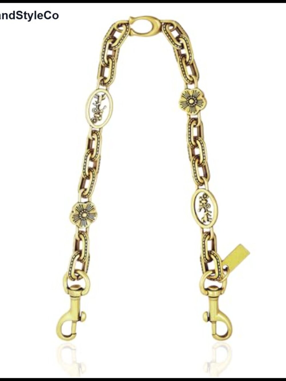 Gold Metal Geometric Chain Bag Charm Purse Extender Clips